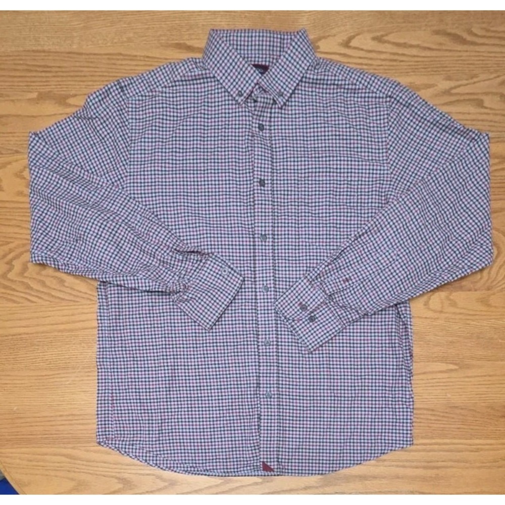 UNTUCKit Shirt Mens Large Red Gray Check Button Up Casual Dress Classic